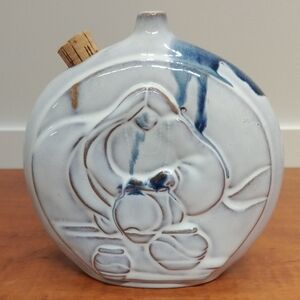 Vintage Keypoint Pottery Canteen Jug Featuring a Woman Relief Design 5.5" Diam